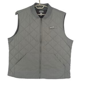 Ocean Coast Gray Quilted Vest Red Gray Ombre Lining Sz XLT